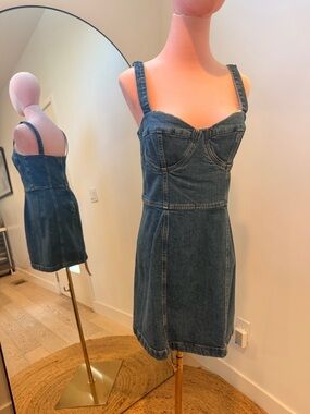 NWT Reformation Denim Nikki Bustier Mini Dress